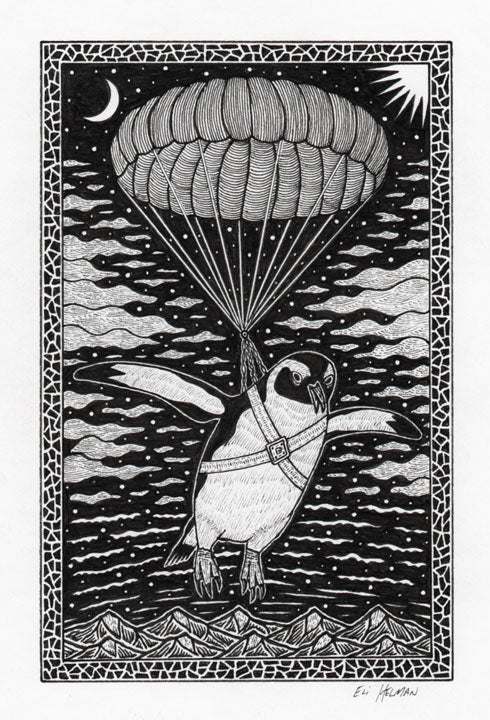 Penguin in Parachute