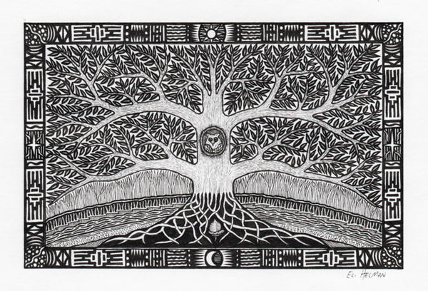 Owl in a Tree #4 (original)